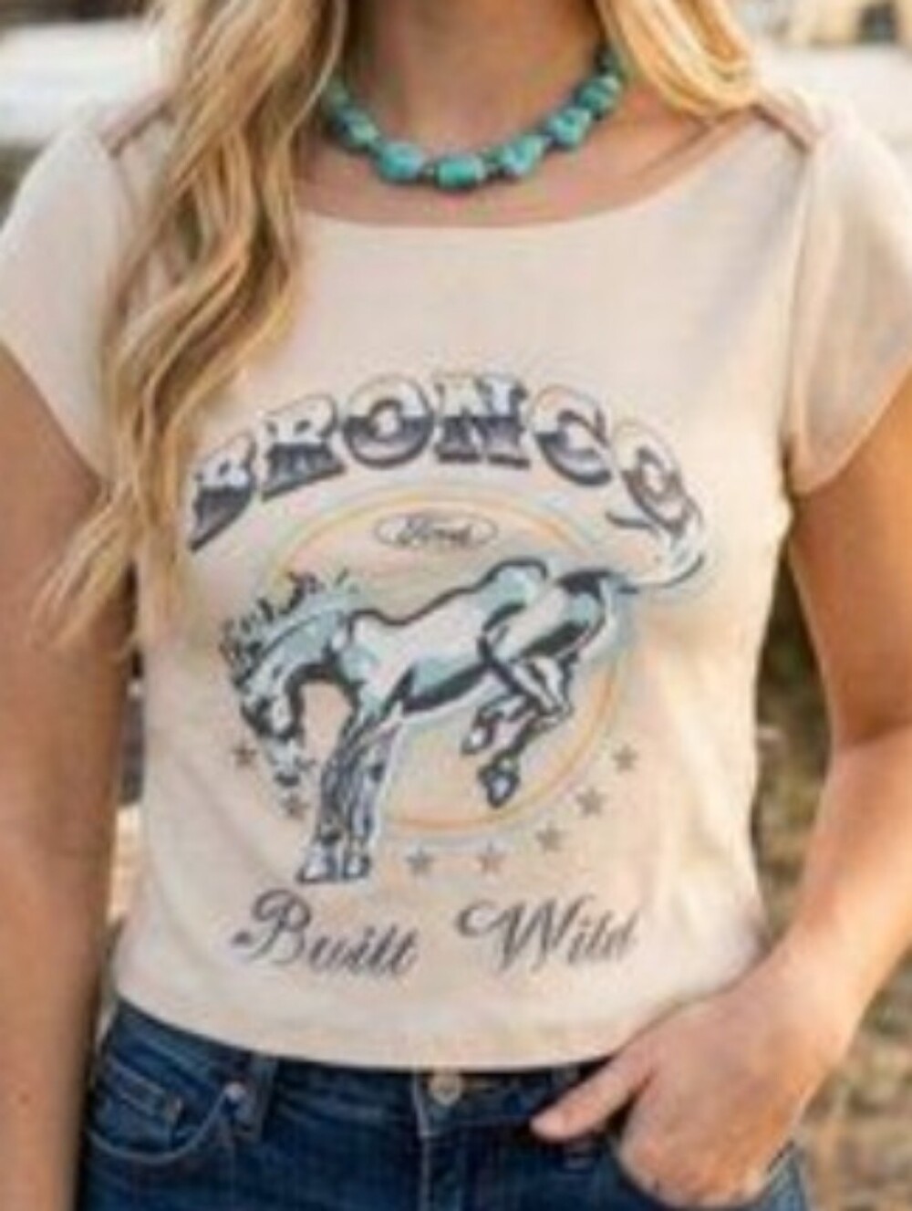 ❤️10/$30 Nwot Ford Beige Bronco Graphic Short Sleeve Tee Ribbed
